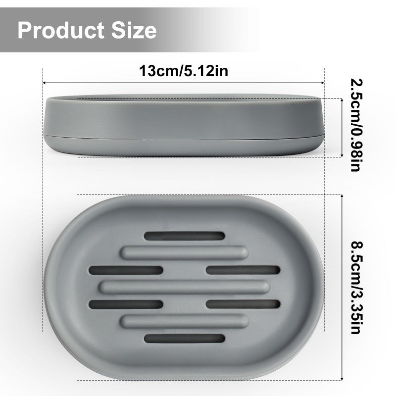 Topsky Soap Dish for Shower,2 Pack Soap Dishes Soap Savers for Bar Soap, Soap Bar Holder Shower with Drip Tray, Plastic Soap Holders with Drain for Kitchen Sink, Easy to Clean,Dry,Gray - Image 3